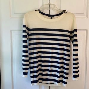 J crew navy and white stripe sweater small